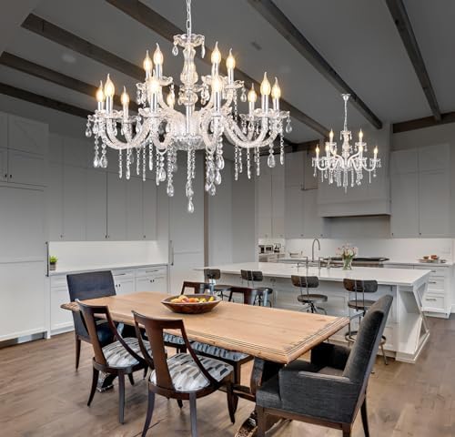 MALOSA 15 Light Crystal Chandelier for High Ceilings