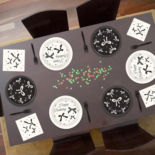 100 Pcs Black Bow Party Decorations Set