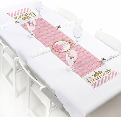 Little Princess Crown Paper Table Runner - 12 x 60 Inches Pink Gold
