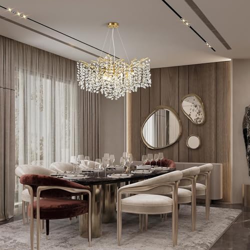 Modern Gold Crystal Chandelier for Dining Room