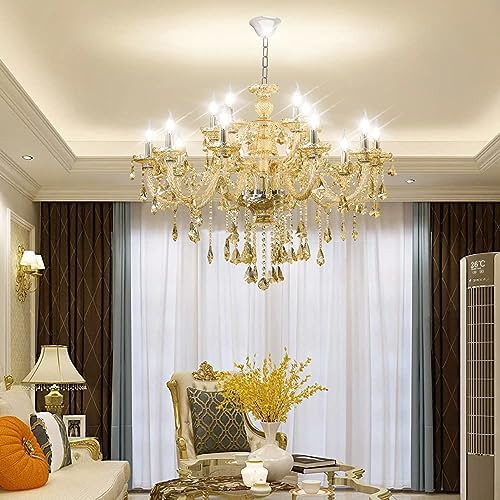 Durahonn 15 Light Cognac Crystal Chandelier
