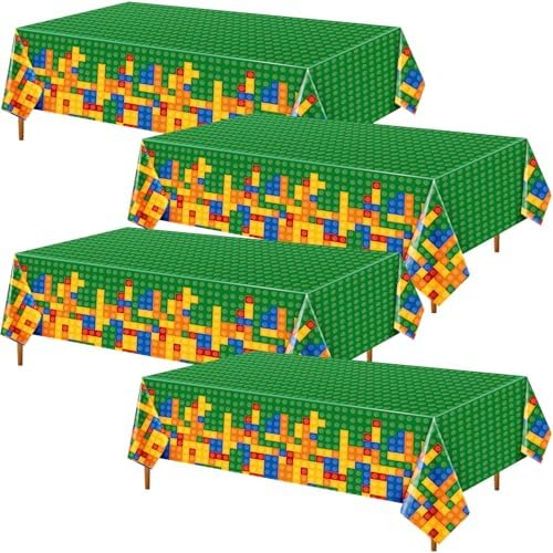 Oudain 4 Pcs Green Building Block Tablecloths