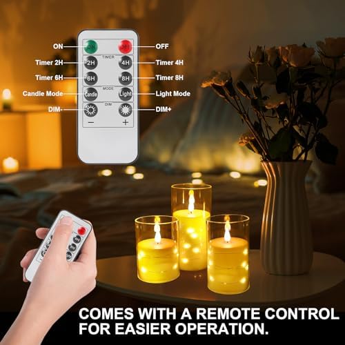 ZenLuGo Flameless Candles with Remote and Star String Lights