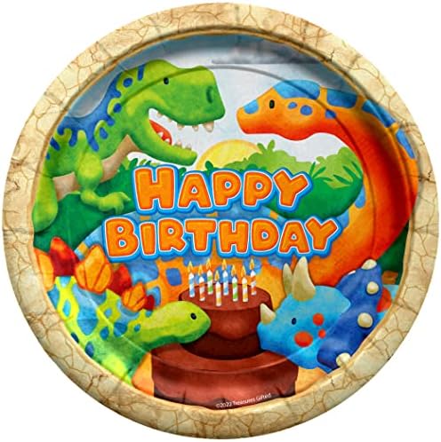 Treasures Gifted Dinosaur Party Plates 16ct 7 Inch