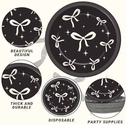 100 Pcs Black Bow Party Decorations Set