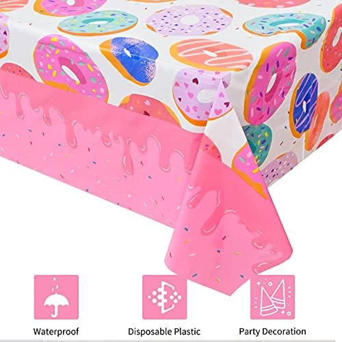 2 Pcs Donut Tablecloth for Birthday Party Decorations