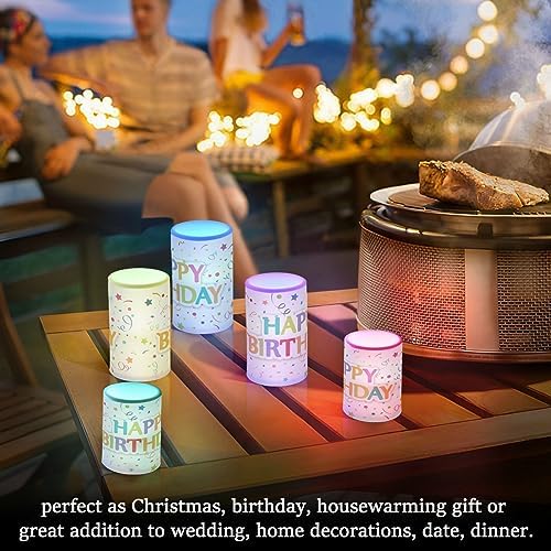 SUABO Happy Birthday Flameless Candles with LED Remote Timer