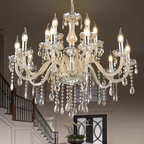 YYSHCHEN 307 Inch Crystal Chandelier with 15 Lights