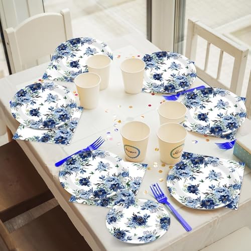 Peony Party Plates Napkins Tableware Set for 24 Guests