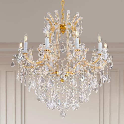 Modern Crystal Chandelier with 10 Lights - Gold Finish