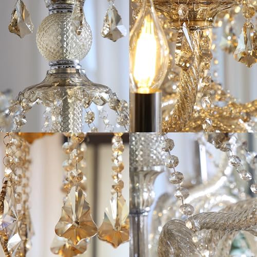 HungGwun Cognac Crystal 18 Light Chandelier