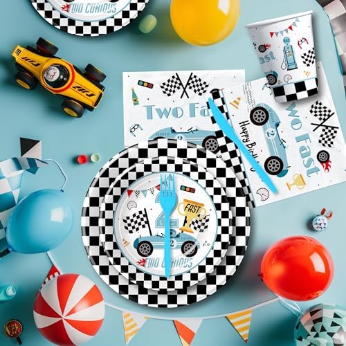 Race Car Party Tableware Set for 2nd Birthday