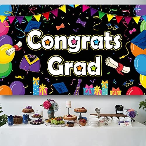 Colorful Preschool Graduation Banner with Congrats Text