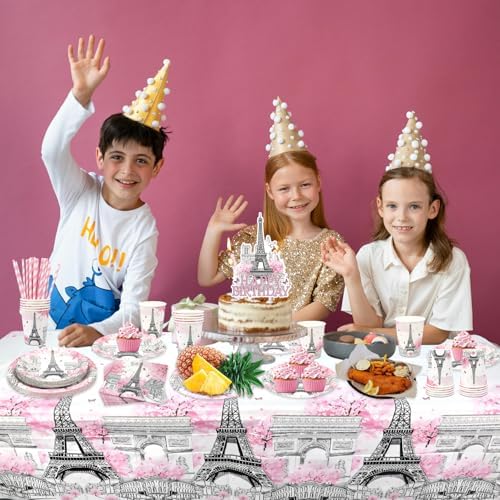 Paris Eiffel Tower Themed Dinnerware Set for Birthday Parties