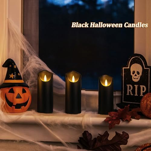 Set of 5 Black Flameless Candles with Battery and Remote