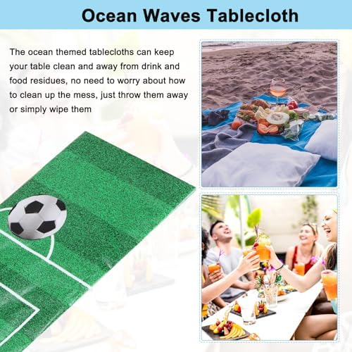 MECCANIXITY Soccer Tablecloth 54x108 Inch Green Grass