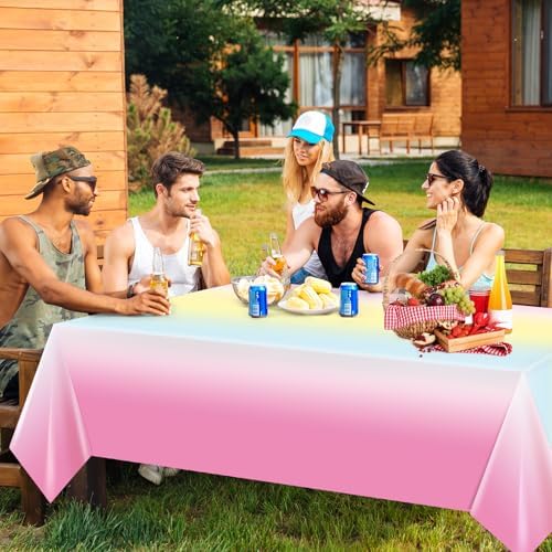 3 Pack Rainbow Tablecloths - 54x108 Inches