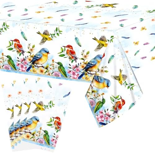 4 Pack Hummingbird Tablecloths Rectangular Covers for Party Decor