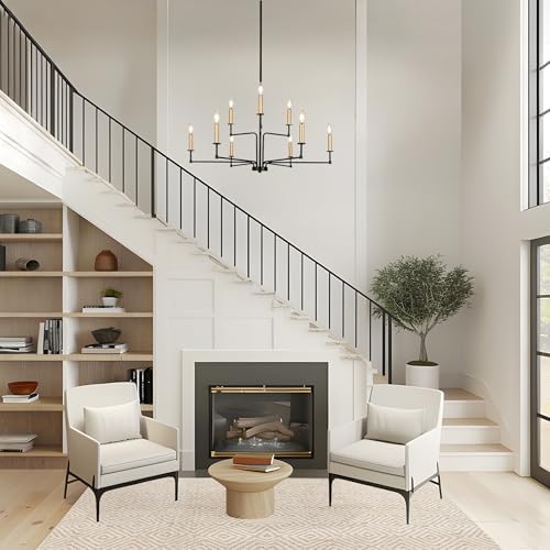 KSANA 9-Light Black Gold Chandelier with Modern Design