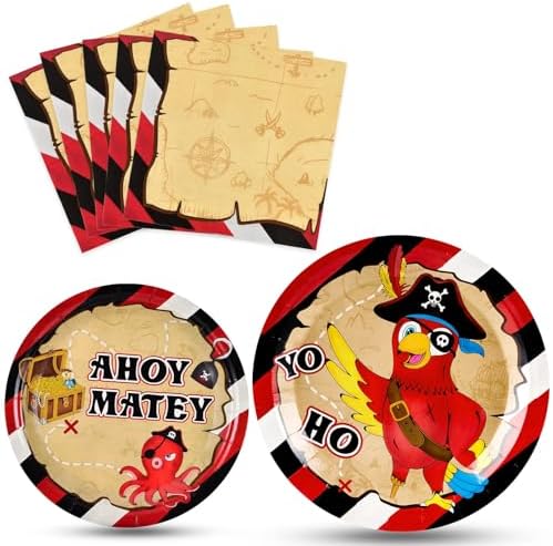 WERNNSAI Pirate Themed Plates and Napkins Set