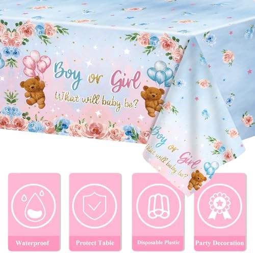 Teddy Bear Gender Reveal Tableware Set for Baby Shower Parties