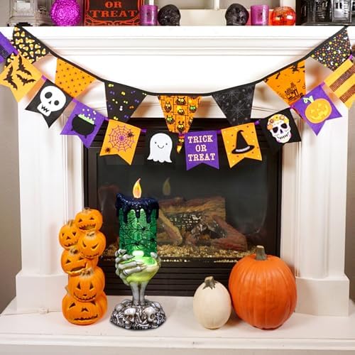 DRomance Halloween Snow Globe Candle Timer with Green Light and Glitter