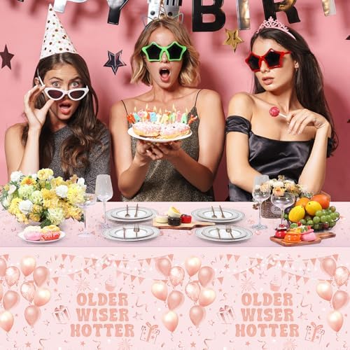 Oudain 3 Pcs Rose Gold Birthday Tablecloths