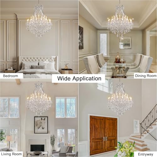 BEIRIO Sliver K9 Crystal 24-Lighting Chandelier for Living Room