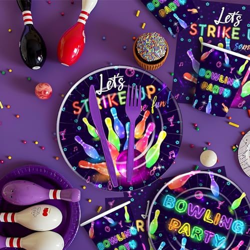 Bowling Party Plates Set for 24 Guests