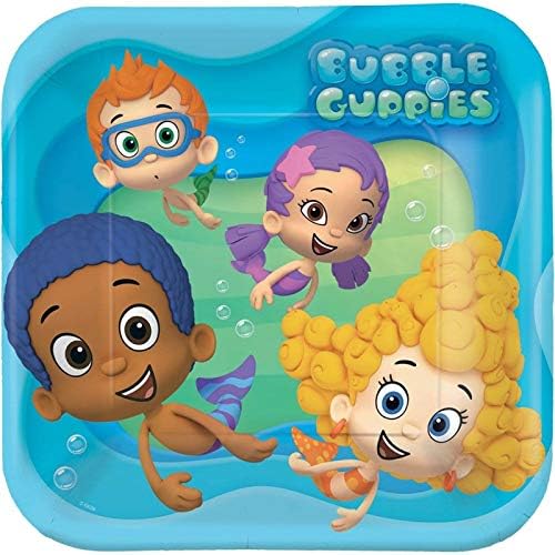 Bubble Guppies Square Birthday Plates 9 Inch Pack of 8