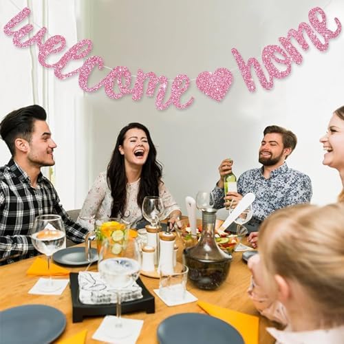 Beishida Pink Welcome Home Banner Pre-Strung Decor