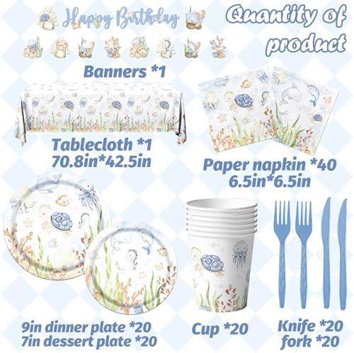 142pcs Under the Sea Party Tableware Set