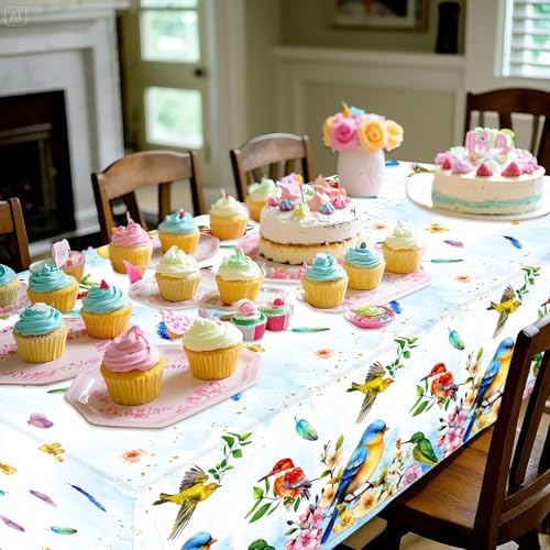 4 Pack Hummingbird Tablecloths Rectangular Covers for Party Decor