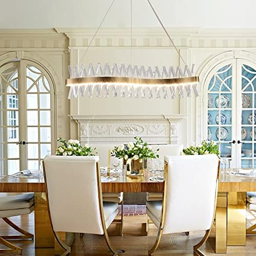 Modern LED Gold Crystal Chandelier 40 Flush Mount Light Fixture