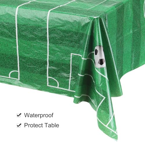 MECCANIXITY Soccer Tablecloth 54x108 Inch Green Grass