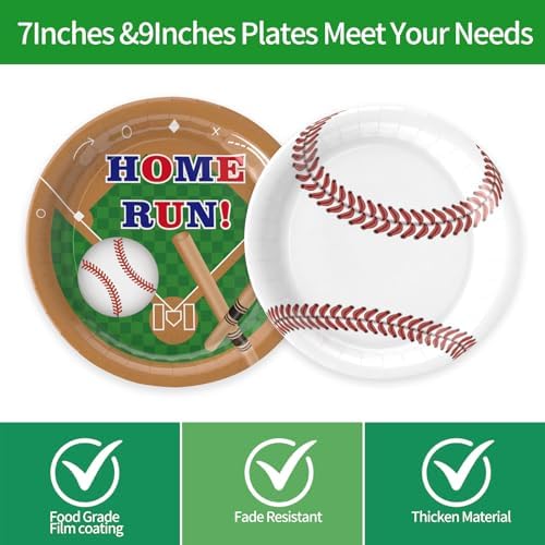 96Pcs Baseball Themed Party Tableware Set for 24 Guests