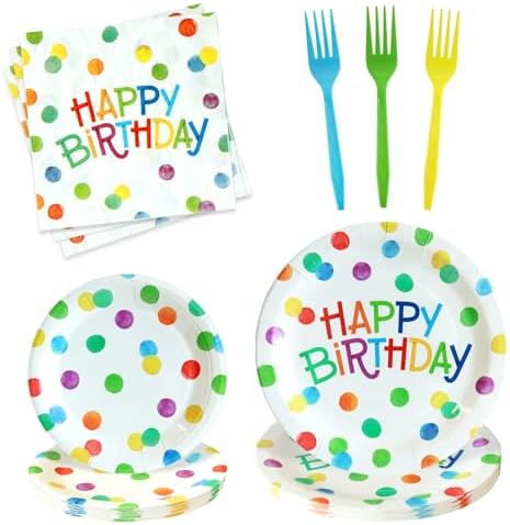 Zylarithon Happy Birthday Paper Plates Napkins Set