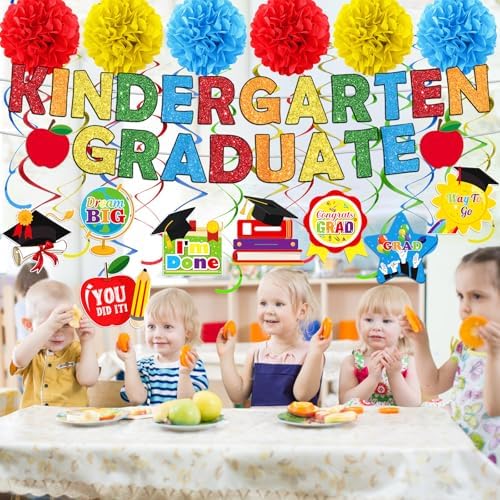 Kindergarten Graduation Party Decorations 2025 Banner Hanging Swirl Set