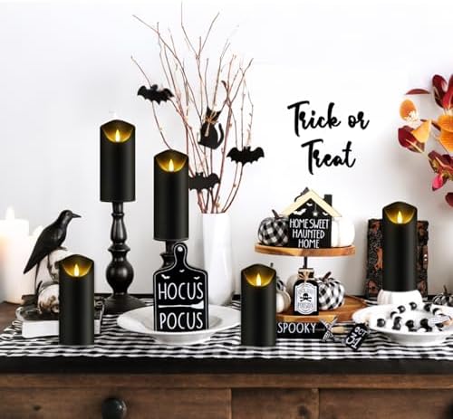 Set of 5 Black Flameless Candles with Battery and Remote