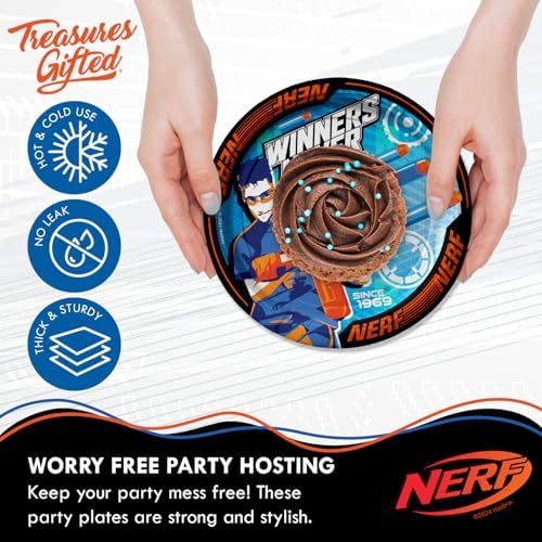 Treasures Gifted Nerf Themed Party Plates 16 Count