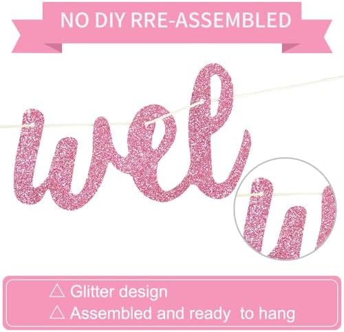 Beishida Pink Welcome Home Banner Pre-Strung Decor
