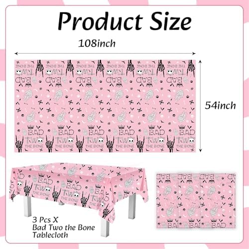 3 Pack Bad Two The Bone Tablecloths 108x54 Inch