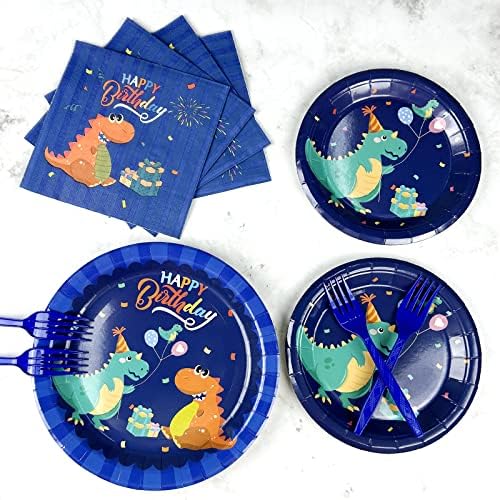 96 Pc Dinosaur Party Tableware Set for 24 Guests