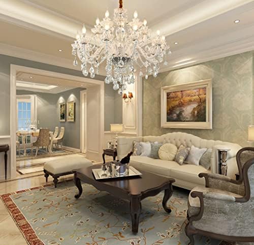 Durahonn 15 Light Crystal Chandelier with Clear Glass Dome