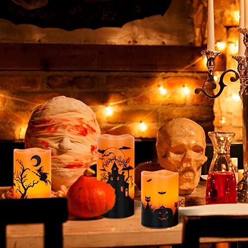 GenSwin Halloween Candles with Timer 3 Pack