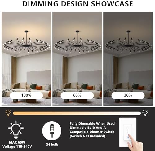 Extra Large Black Sputnik Chandelier for High Ceilings