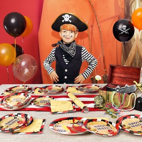 WERNNSAI Pirate Themed Plates and Napkins Set