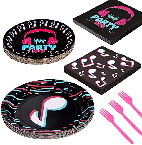 DYLIVeS 96 Pcs Music Note Party Tableware Set