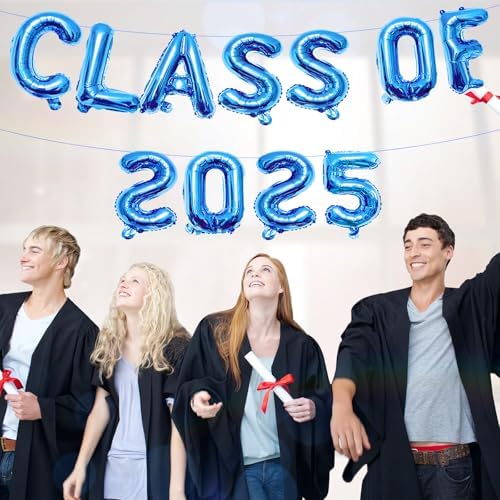 16 Inches Class of 2025 Graduation Balloons Banner Set Blue
