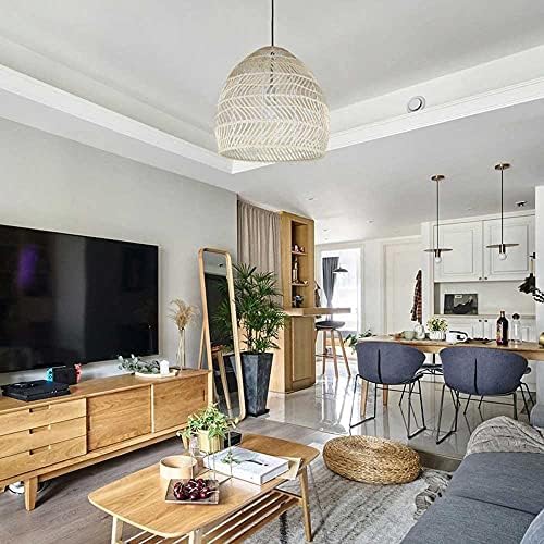 Nordic Minimalist Chandelier with Natural Rattan